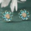 Daisy Pattern Synthetic Zirconia Stud Earrings for Women Exquisite Golden Plated Wedding Party Jewelry Accessories Gifts