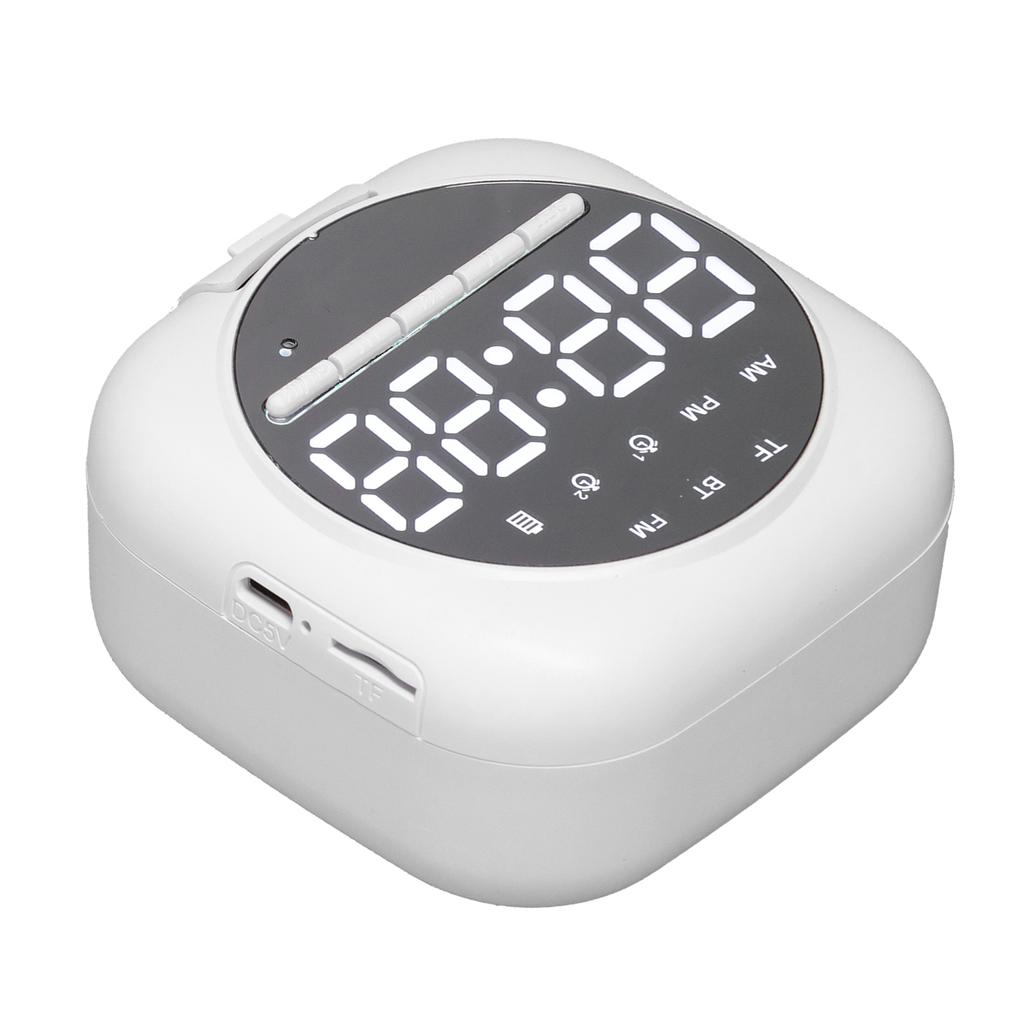P12 Bluetooth Clock Speaker Wireless LED Mirror Portable Dual Alarm Clock Bass SpeakerWhite