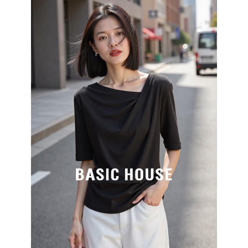 

Basic House Pleated Off-Shoulder Short-Sleeve T-Shirt M