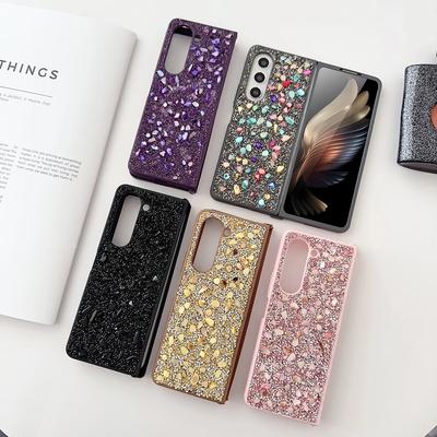 Glitter Diamond Brilliant Phone Case for Samsung Galaxy Z Fold 7 6 5 4 3 Fold7 Fold6 TPU Soft Edge Protective Cover Women Girl