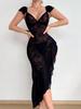 Plus Size Erotic Lace Mesh Deep V Nightgown