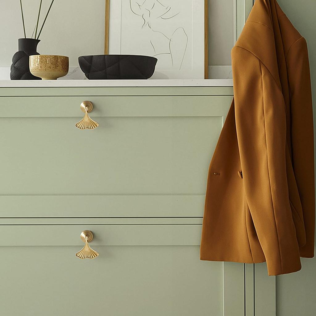 Zinc Alloy Furniture Handles Ginkgo Drawer Knobs Handles for Cabinets and Drawers Wardrobe Pulls Kitchen Cabinet Cupboard Knobs