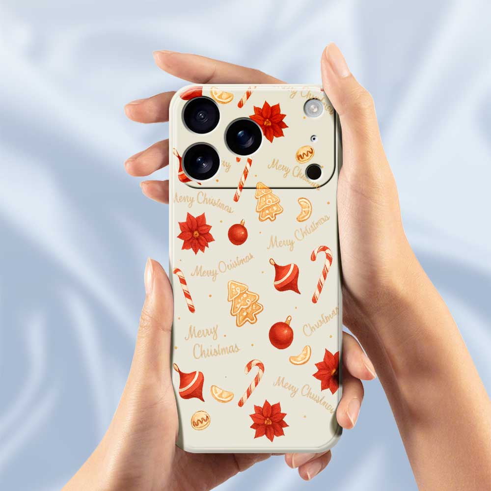 For iPhone 17 Pro Max Case Christmas Big Candy Pattern Printing Straight Edge TPU Phone Back Cover