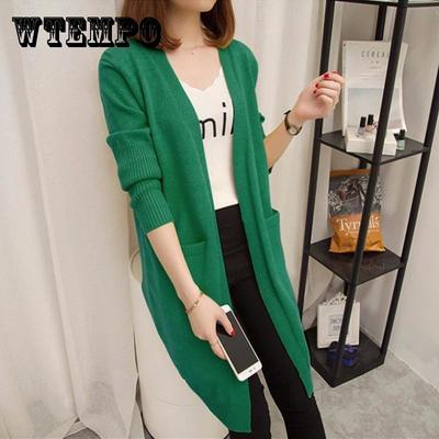 Women Long Cardigans Autumn Winter Knitting Sweater Cardigans V Neck Oversized Cardigan Jacket Cartoon Cat Pocket Coat