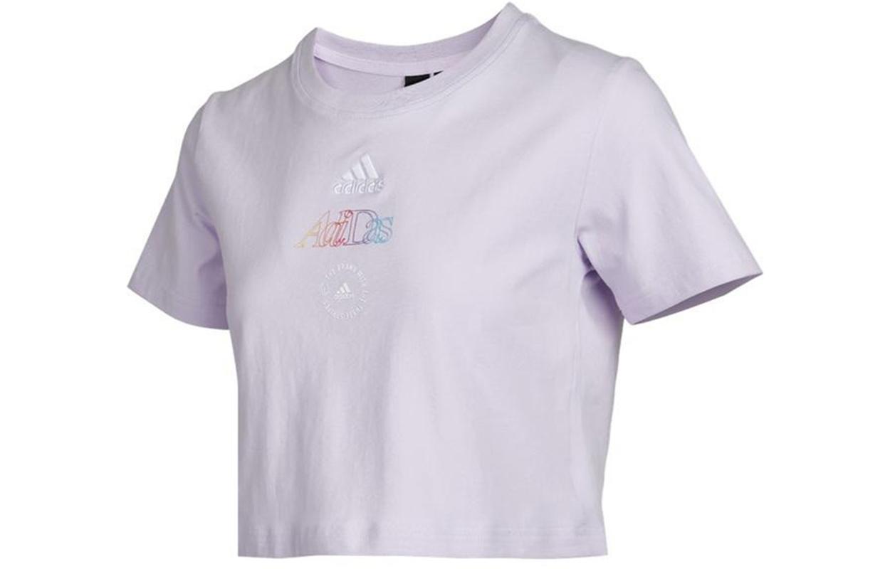 Adidas Crop Tops Women s Purple Crew Neck Moderate HB6594 S