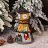 Yousheng Christmas Village House Figurine LED Light Up Clock Tower Ornament Resin Tabletop Decoration for Holiday Winter Home Decor