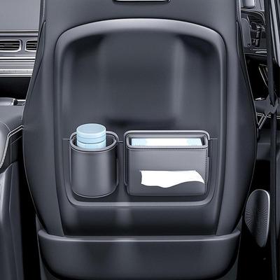 Car Seat Organizer Backseat Tissue Holder Car Organizer PU Leather Storage Organizer Multifunctional Tissue Box Water Bottle