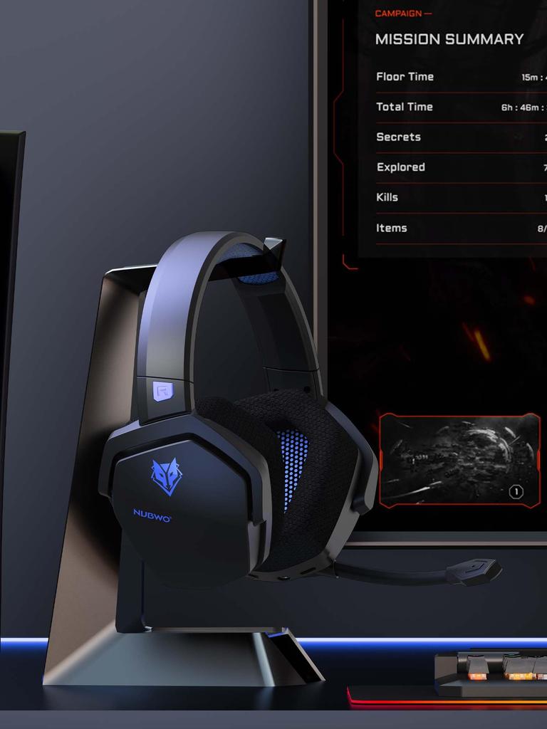 NUBWO Wireless Gaming Headset with Mic and Mute 100 Hours of Continuous USB Low Latency FPS Gaming Headset for and PS5 Function, Use, 2.4G