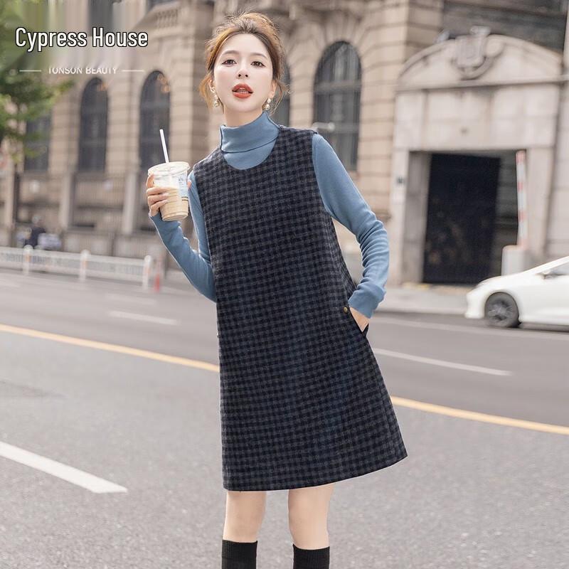 

Женское клетчатое платье-жилет из смесовой шерсти Silbaisha