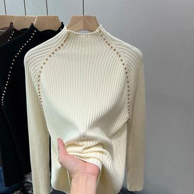Outono meia gola alta manga comprida suéteres feminino inverno escritório-senhora pulôver casual roupas finas pullovers malhas 29473