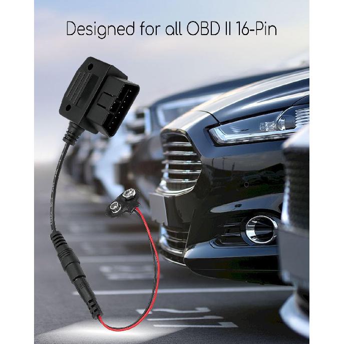 9V Powered OBD ll Connector Vehicle Memory Saver for Battery Replacement Disconnect Memory Storage, for All OBD 2 16-Pin Interface