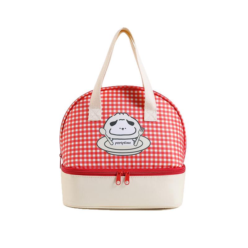 Large Capaci Double Layer ell aped Lunch Bag Cute Aluminum Foil Insulated Portable Meal Box Bag for Office Workers