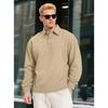 Men's New Solid Color Textured Jacquard Polo Sweatshirt, Lapel Long Sleeve Loose Fit Button Casual Pullover, European American Style