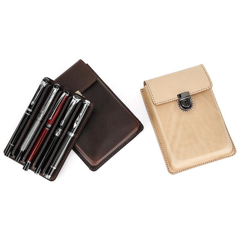 First Layer Cowhide Pencil Bag 5 Pcs Handmade Personalized Creative Removable Drawer Pen Storage Box