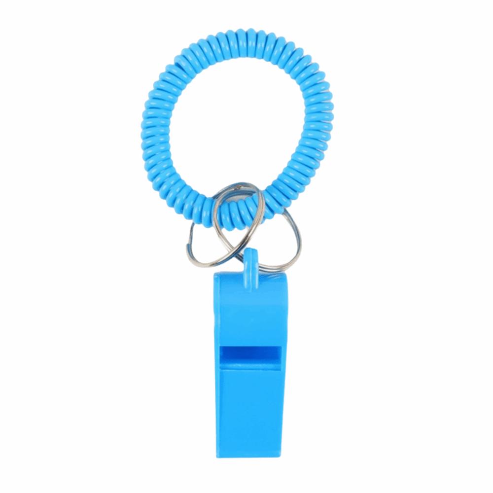 10Pcs Plastic Spring Wristband Whistle Loud Crisp Sound Referee Whistle Outdoor Survival синий
