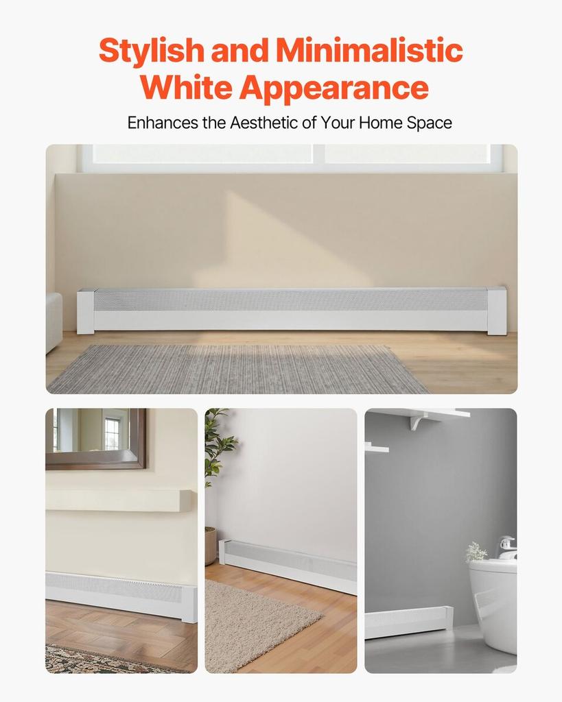 Baseboard Heater Covers, Basic Series 1831 Mm Standard Electric Heating Unit Front Cover for Home Improvement, Heavy-duty Steel, Easy Installation for
