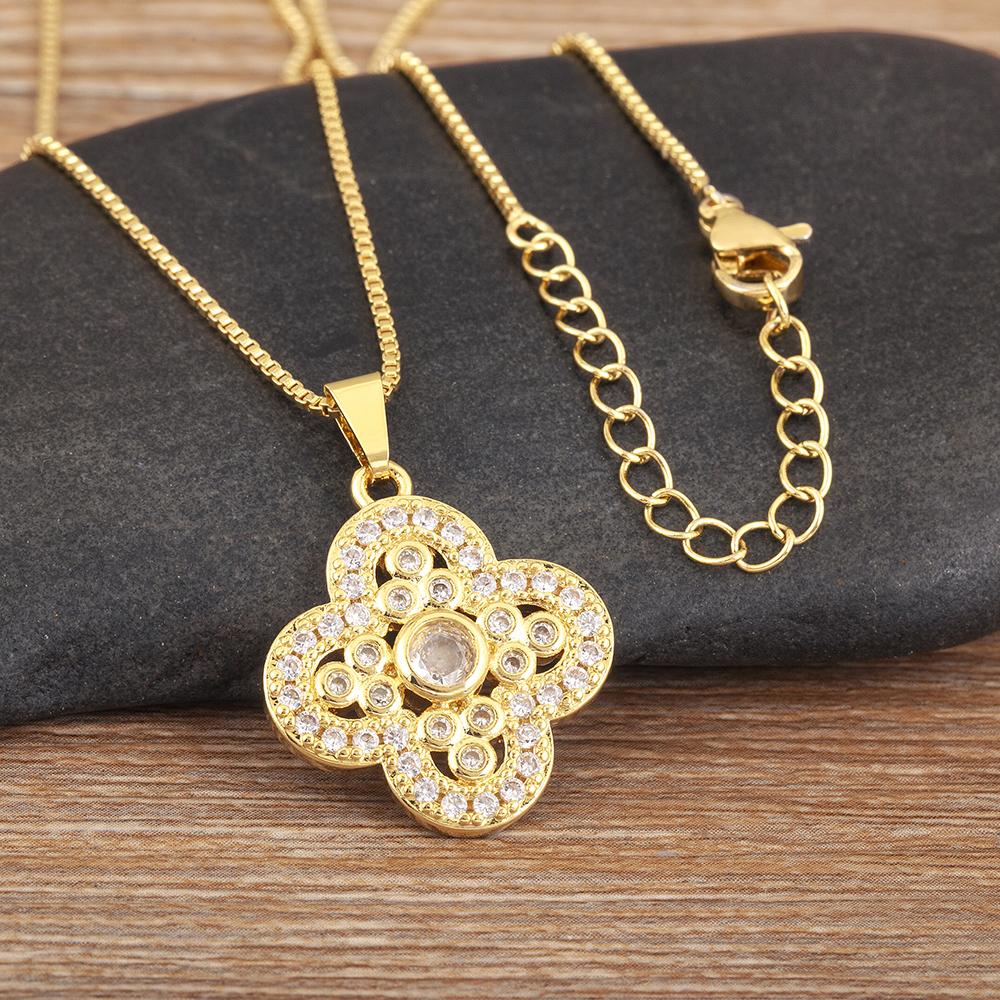 Nidin Light Luxury Heart/Flower Shape Elegant Aesthetic Charm Pendant Necklace For Women Men Birthday Party Jewelry Accessories