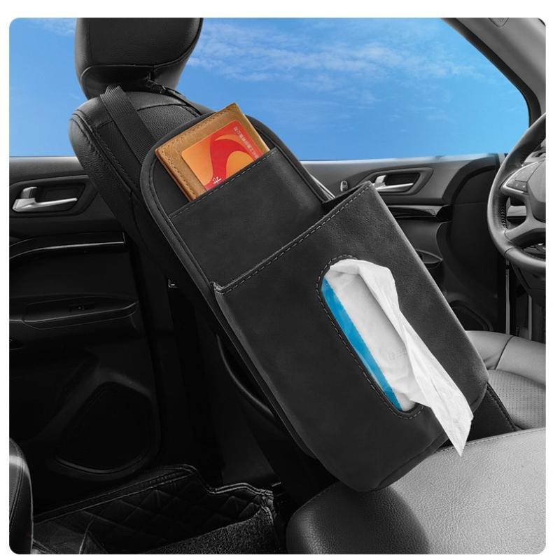 Suede Material Car Seat Hanging Bag Universal Tissue Box Paper Bag Chair Back Side Storage Car Interior Organization Accessory