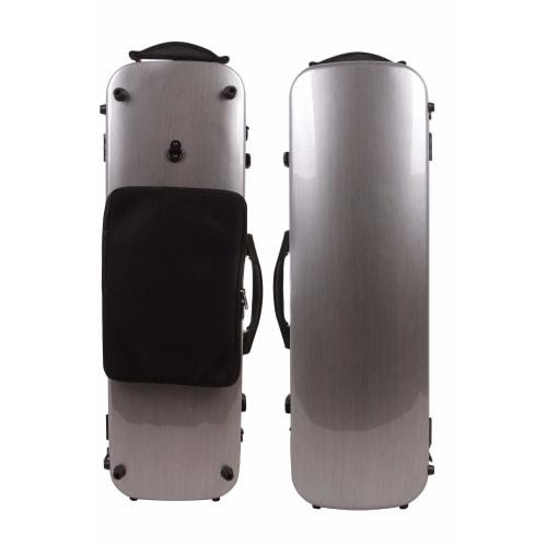Yinfente 4/4 Violin Case, Carbon Fiber, Fiberglass, Rectangular, Strong Light, Full Size, with Music Bag, Silver Color