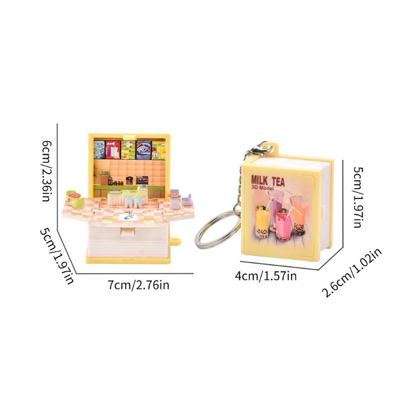 2026 new 3D Folding Book Keychain Fold Book Popup Dinosaur cat World Keyring For Kid Children Toy Dinosaur Party Gift