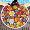 Macaron Donuts Cake Round Beach Towel Thick Shower Bath Towels Microfiber Summer Swim Circle Yoga Mat Blanket 150cm With Tassels