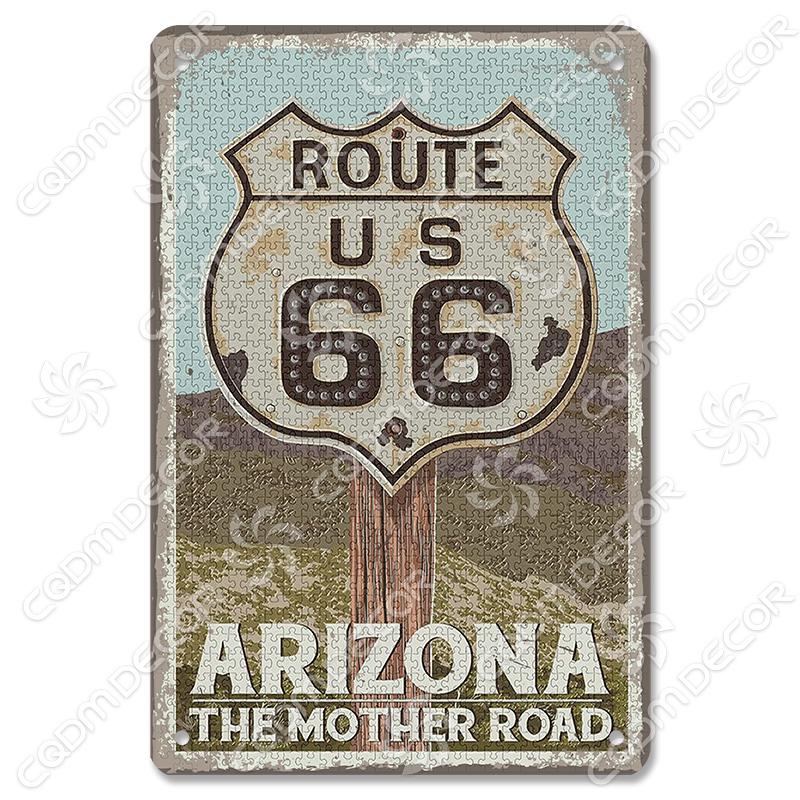 Alte Route 66 Blechschilder Get Your Kicks on US 66 Metallposter Vintage Wandkunst Dekoration für Garage Club Wohnzimmer Zuhause