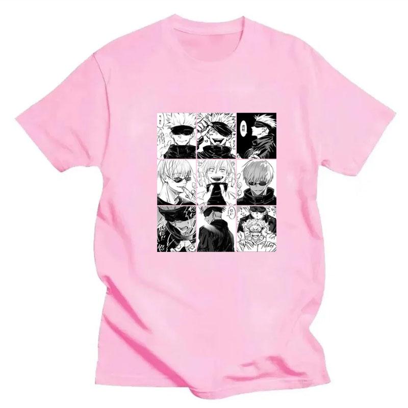 Unisex Japanese Anime Jujutsu Kaisen T-shirt Ulzzang Fun Cartoon Gojo Satoru&Yuji Itadori Print Loose Chic Harajuku Punk Women T-shirt