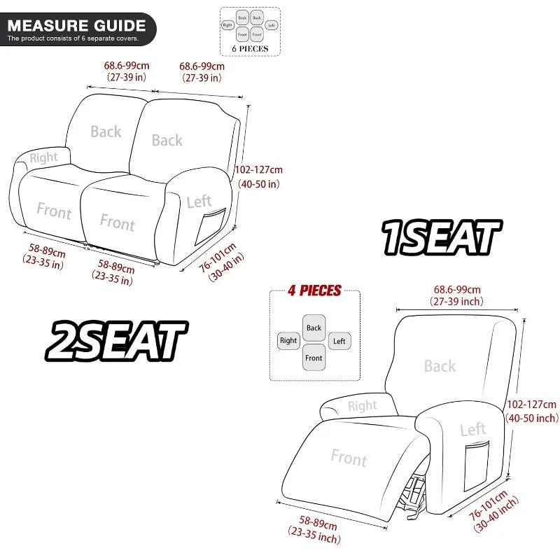1/2 Seat Recliner Chair Covers Elastic Leaves Jacquard Armchair Slipcover Anti-Slip Furniture Protector Living Room Home Decor