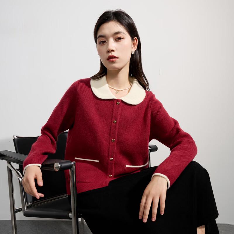 Sancai Women's French Style Color-block Knit Cardigan