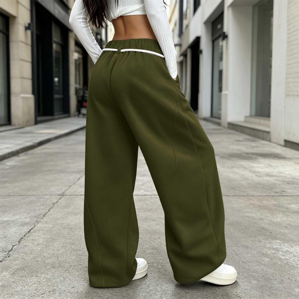 Women's Casual Wide Leg Sweatpants with and Elastic Waistband