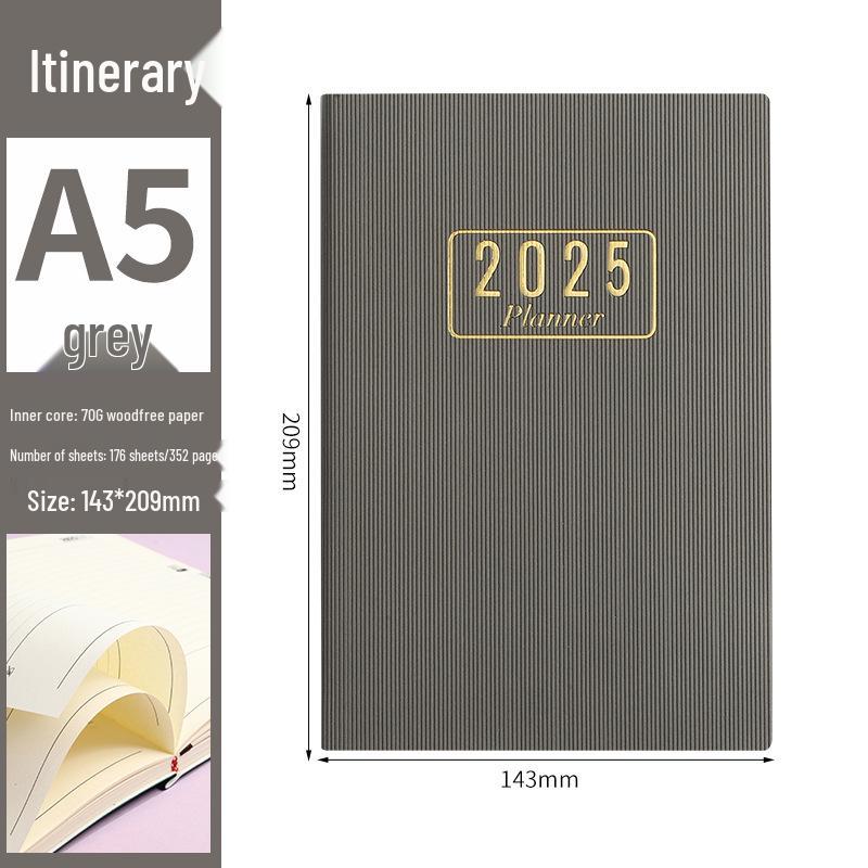 2025 A5 Thickened English Daily Planner Agenda Calendar Book
