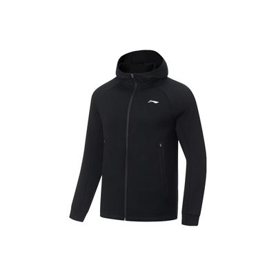 Li Ning Fitness Series Solid Color Hooded Sports Cardigan Sweatshirt Men Sweatshirt Black AWDT439-1