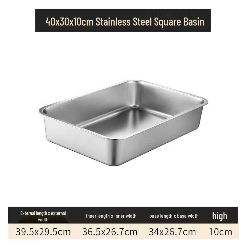 Langsaizebo 304 Stainless Steel Rectangular Food Tray