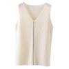 Ice Silk Suspender Tank Top Women's Bottom Coat Summer Short Loose Sleeveless White V-neck Knitted Casual Top