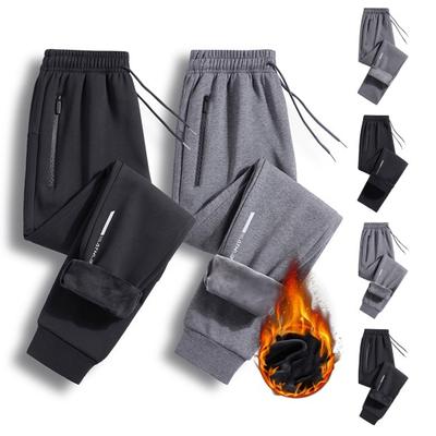 Männer Herbst Winter Casual Jogginghose Elastische Taille Kordelzug Zipper Taschen Sport Hosen Dicke Fleece Futter Jogger Hosen