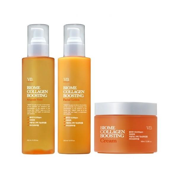 VivasBiome Collagen Boosting Elasticity Skin 200ml + Lotion 200ml + Cream 100ml Set