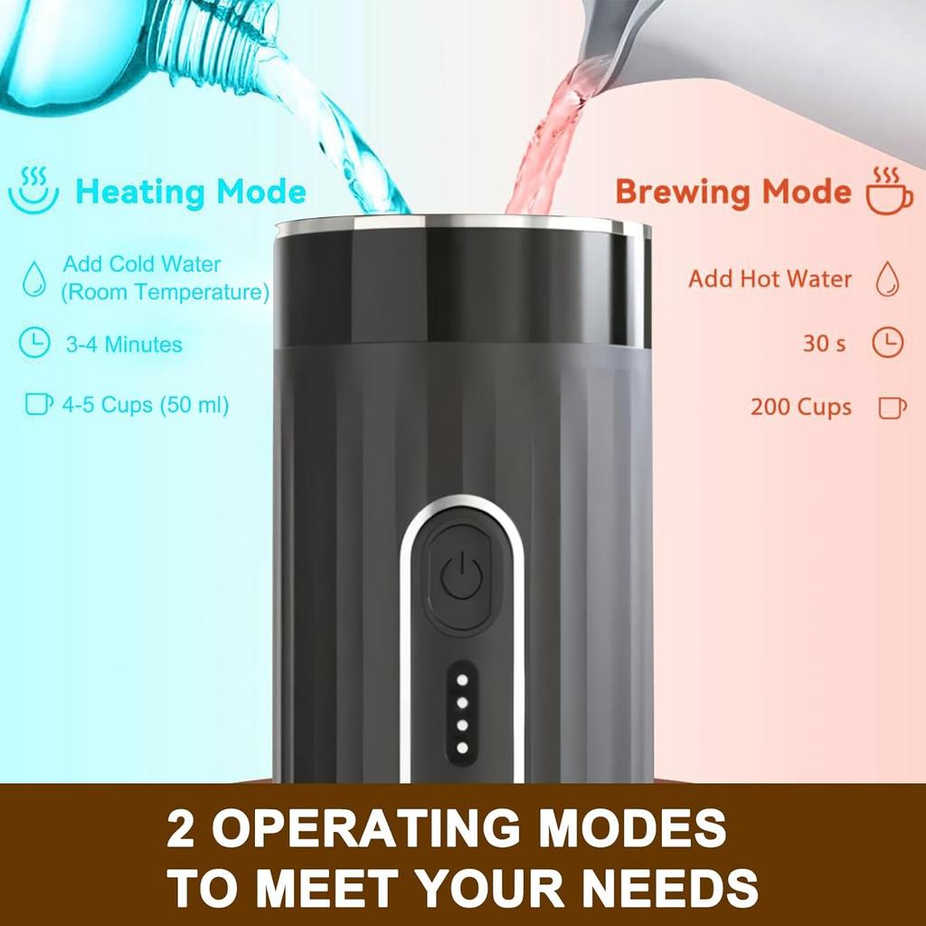 Portable Electric Espresso Machine Self-Heating Car Coffee Maker Travel Compatible with Coffee Ground & NS Capsules