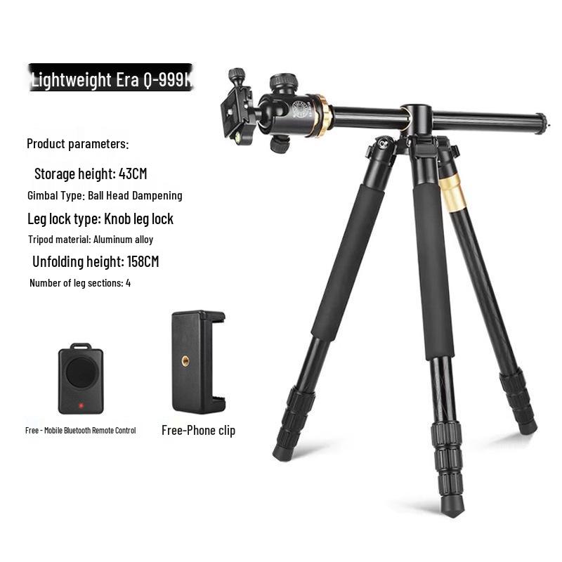 Lightweight Q999 Aluminum-Magnesium Alloy Folding DSLR Tripod - Portable & Stable for Shooting