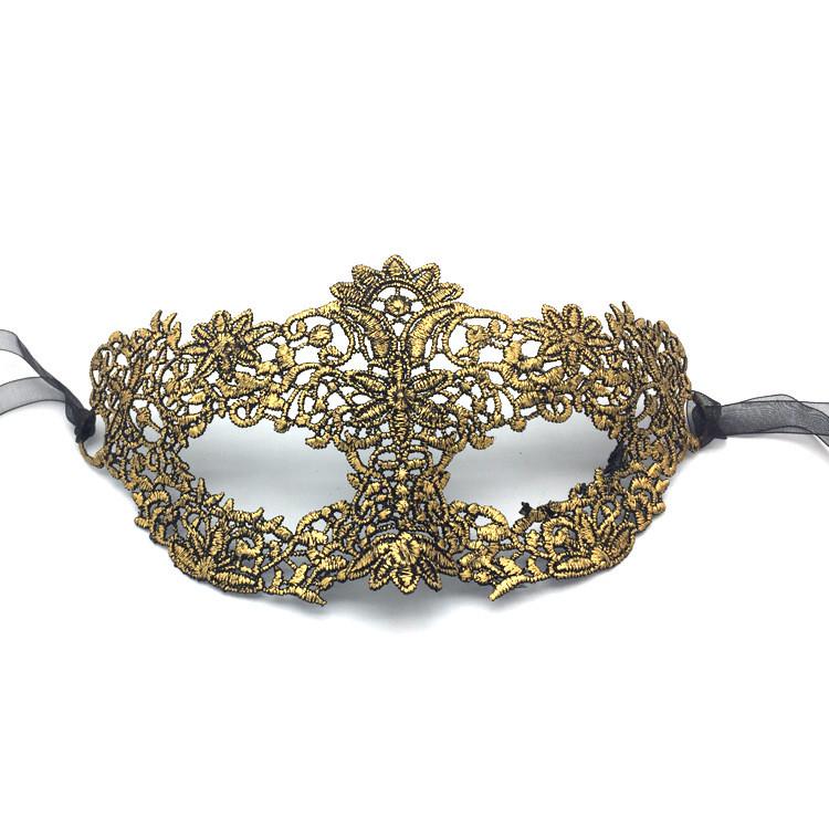 

Lace Adult Costume Mask With Semi Metallic Design For Themed Events And Gifts Hot Gold
