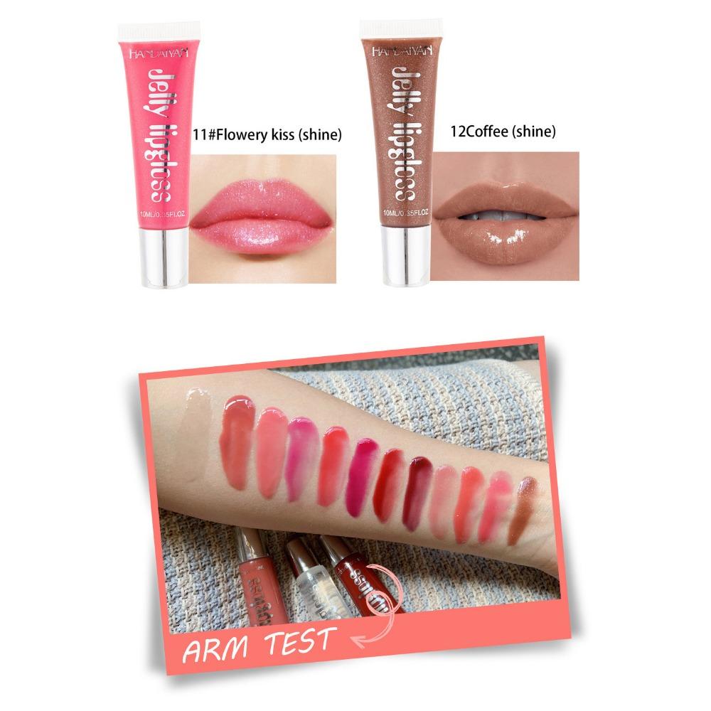 HANDAIYAN Snoepkleur Slang Jelly Lipgloss Transparante Glêzen Lipgloss Spegel Oerflak Lip Glêsfersneeisjes Dudu Lip