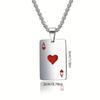 Punk Hiphop Style Long Chain Stainless Steel Lucky Spades Heart Ace Poker for Men Woman Pendant Necklace