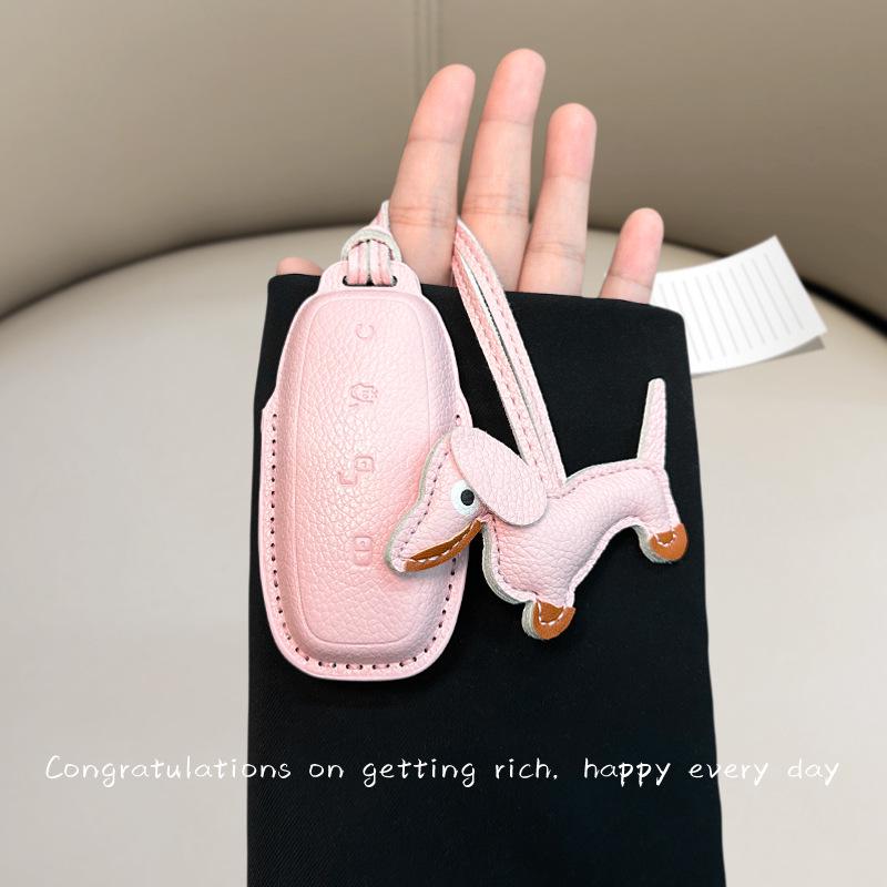 French Style Leather Key Case for BYD D9/N7/N8 - Full Coverage Remote Control Protective Shell