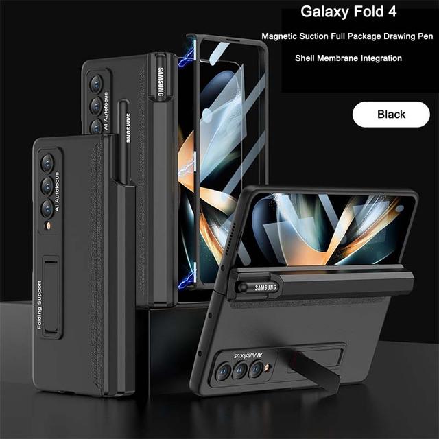 

Чехол, совместимый с Samsung Galaxy Z Fold 4 5g, с подставкой и S-держателем для ручки, встроенная защитная пленка для экрана, чехол для беспроводной зарядки