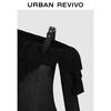 UR 2025 Spring Asymmetrical Ruffle Hem Knit Top
