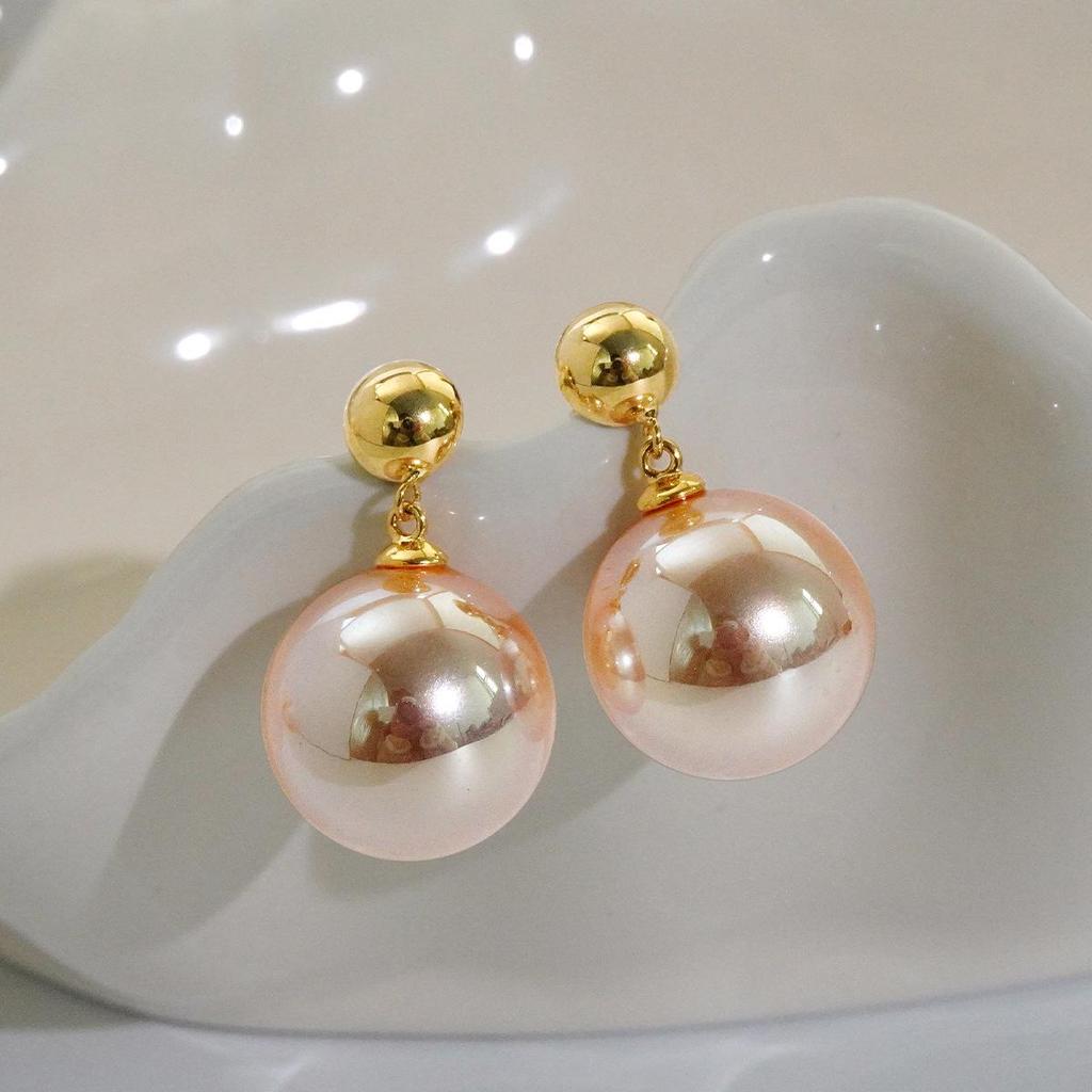 Eleganti Orecchini Pendenti con Perle Rosa e Chiusura a Perno in Argento Puro - Design di Lusso di Nicchia Colore Caffè 2025