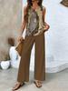 European and American new 1D printing women's fashion sleeveless trousers suit spring and summer women's suit