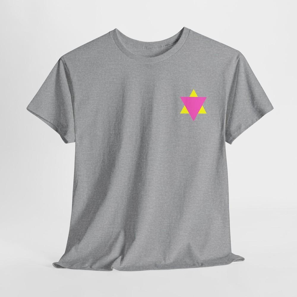 Star of David Pink and Yellow Unisex Heavy Cotton T-shirt Tee, Gay Jew German Homosexual