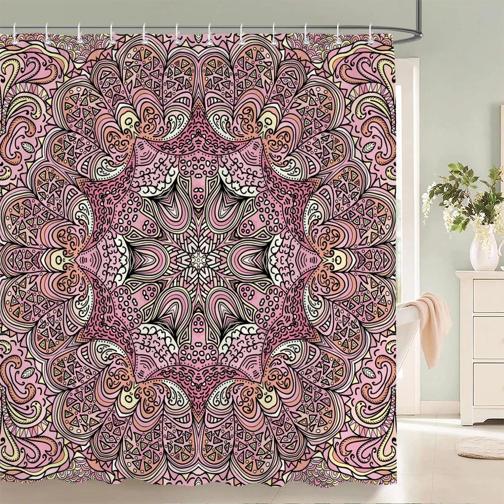 Waterproof Shower Curtain for Bathroom Bohemian Pattern Printing Bathtub Curtains Fabric Polyester Bath Curtain with Hooks