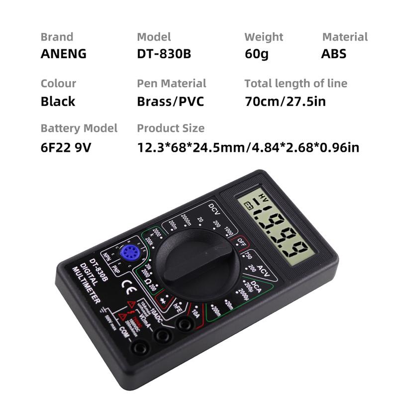 DT830B AC/DC LCD Digital Multimeter 750/1000V Voltmeter Ammeter Ohm Tester High Safety Handheld Meter Digital Multimeter