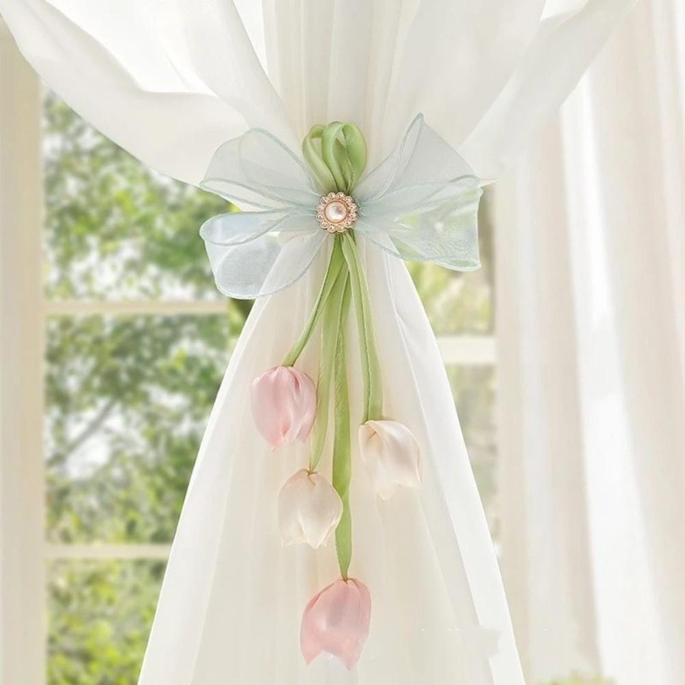 Handmade Tulip Ribbon Curtain Tieback Sweet Style Curtains Tie Rope Curtain Binding  Home Decor Style 7